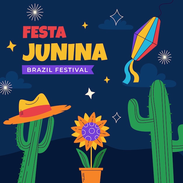 Platte illustratie voor de Braziliaanse festas juninas viering