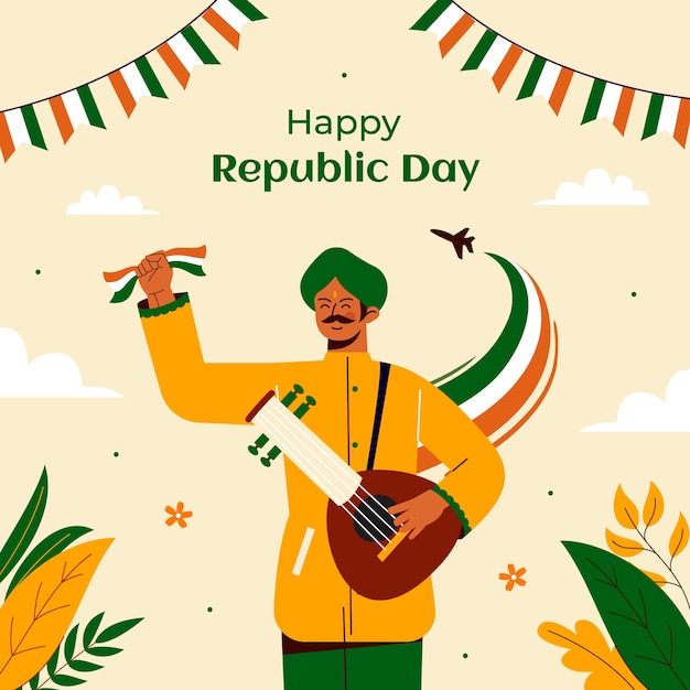 Vector platte illustratie voor de indiase dag van de republiek