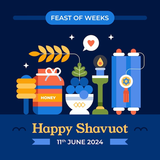 Platte illustratie voor de Joodse Shavuot viering