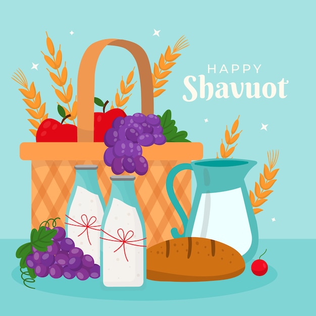 Vector platte illustratie voor de joodse shavuot viering