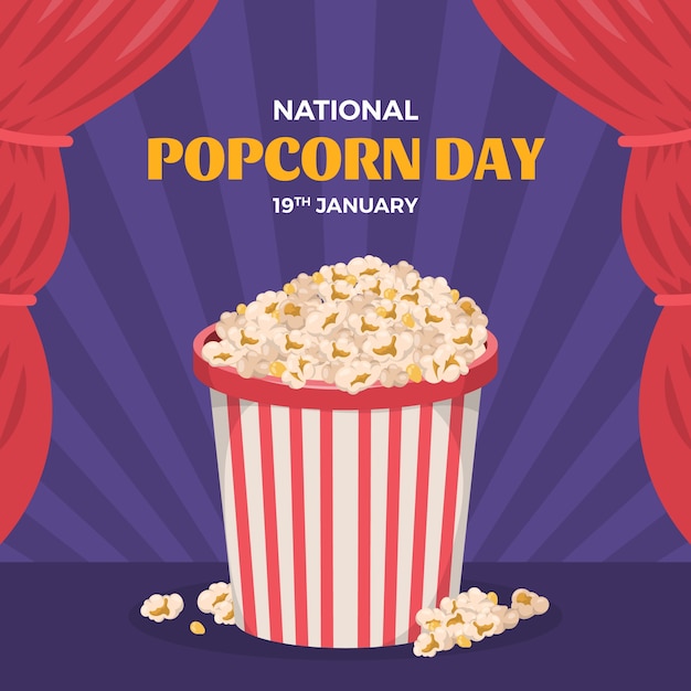 Platte illustratie voor de nationale popcorndag