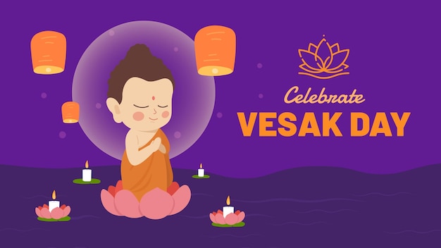 Platte illustratie voor de viering van het Vesak-festival