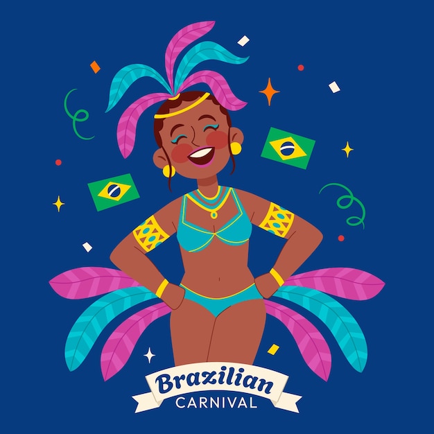 Vector platte illustratie voor het braziliaanse carnaval