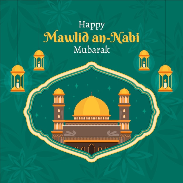 Platte illustratie voor mawlid al-nabi vakantie