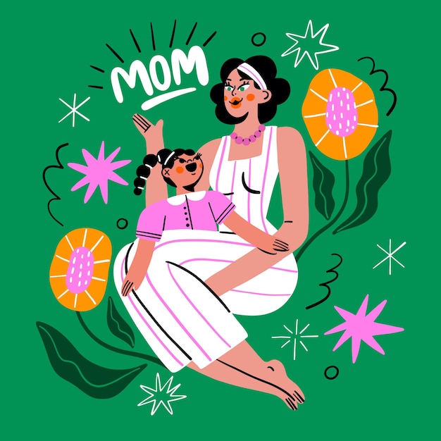 Platte illustratie voor moederdagviering
