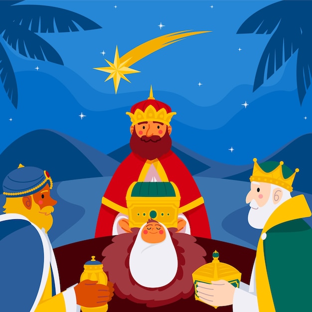 Platte illustratie voor reyes magos