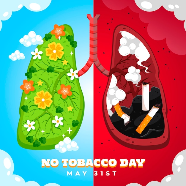 Platte illustratie zonder tabaksdag