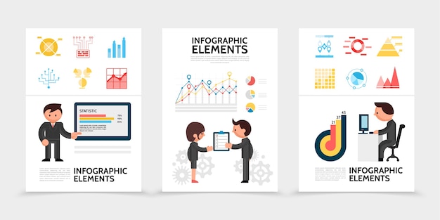 Platte infographic elementen posters