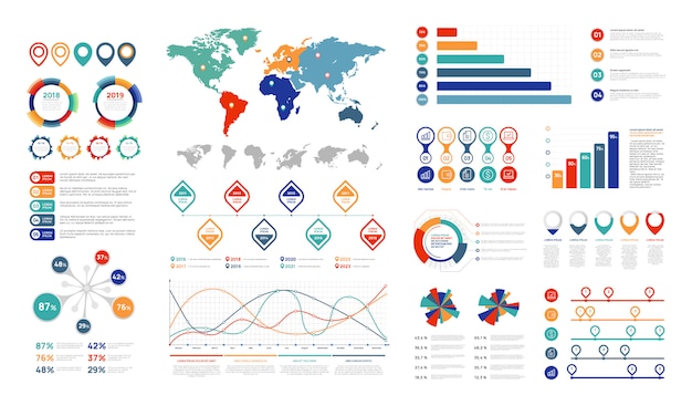 Platte infographic elementen