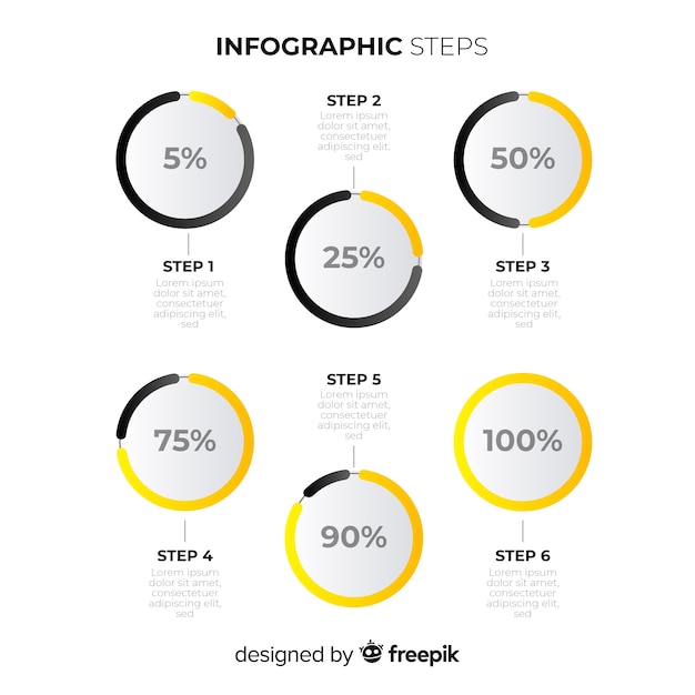 Platte infographic stappen sjabloon