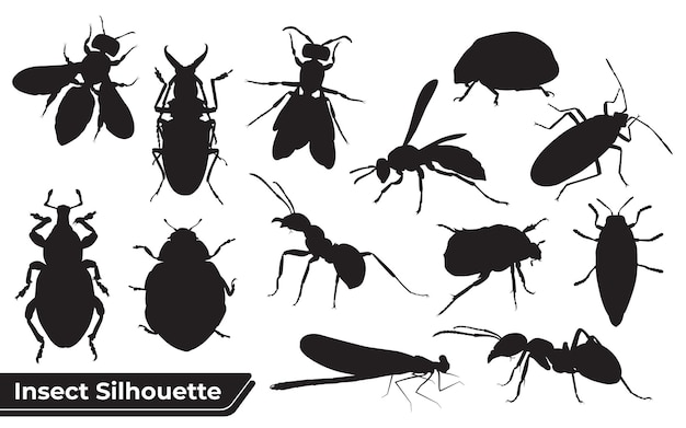 Platte insecten silhouetten collectie