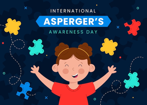 Platte internationale asperger dag illustratie