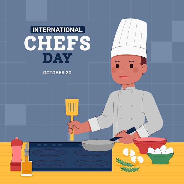 Platte internationale chefs dag illustratie