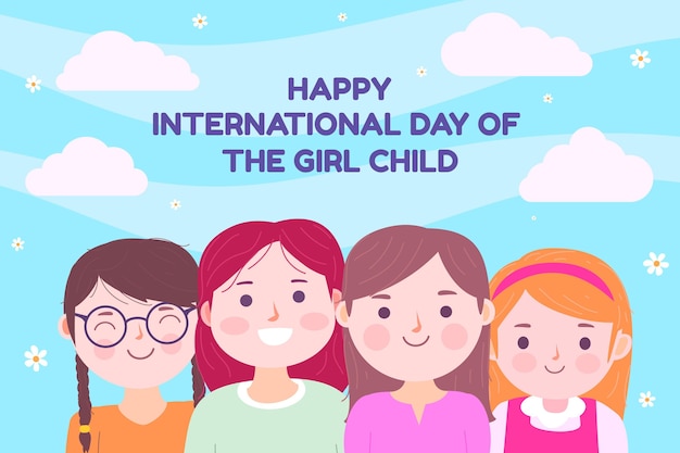 Platte internationale dag van de meisjeskindachtergrond