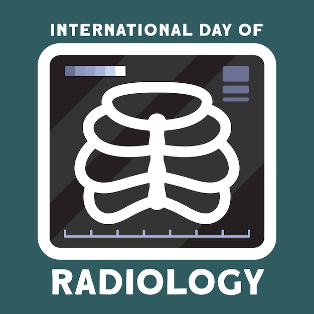 Platte Internationale Dag van de Radiologie Illustratie