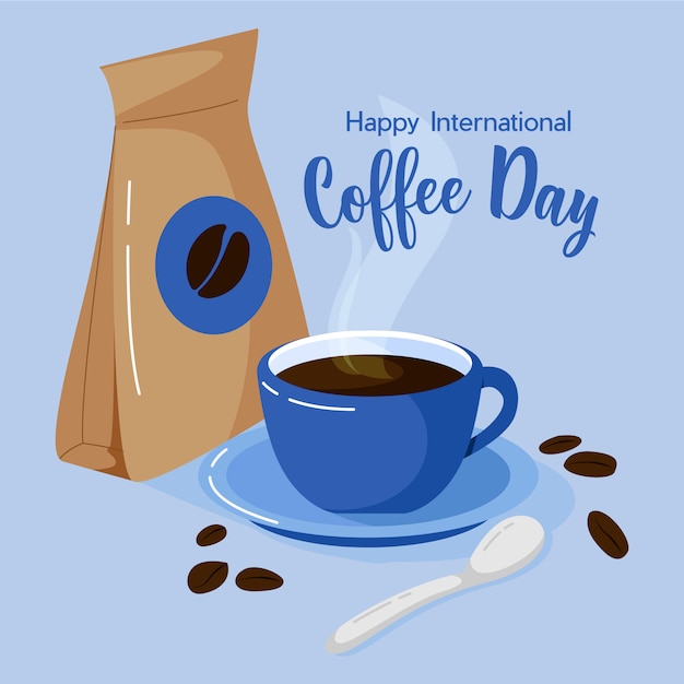 Platte internationale dag van koffie