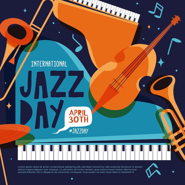 Platte internationale jazzdag illustratie