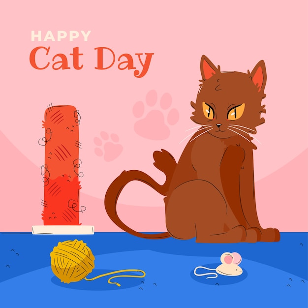 Platte internationale kattendag illustratie