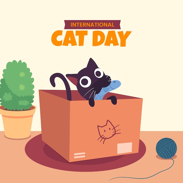 Platte internationale kattendag illustratie