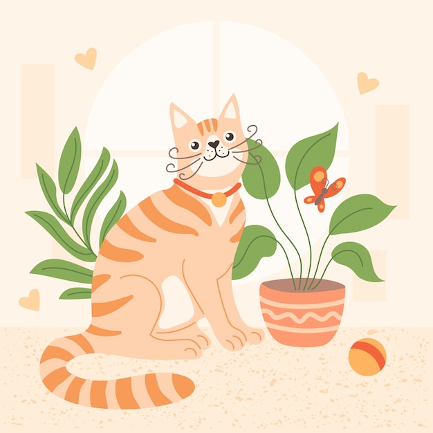 Vector platte internationale kattendag illustratie