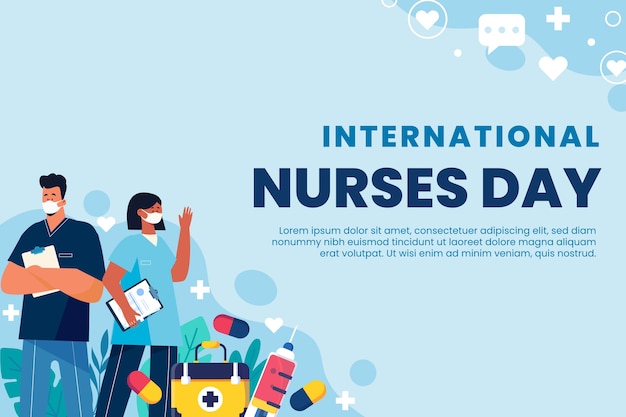 Vector platte internationale verpleegkundigen dag achtergrond