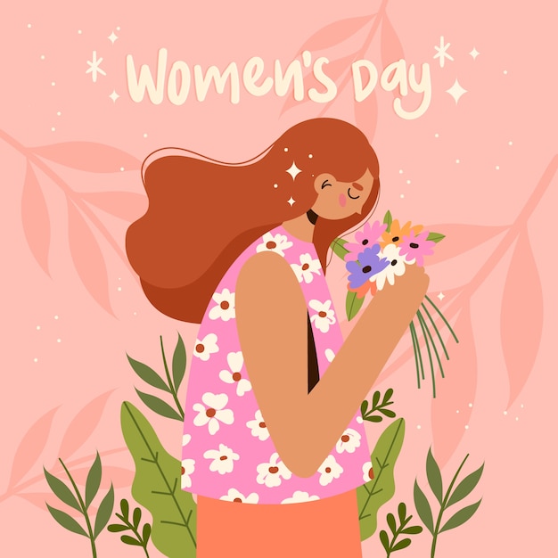 Platte internationale vrouwendag illustratie