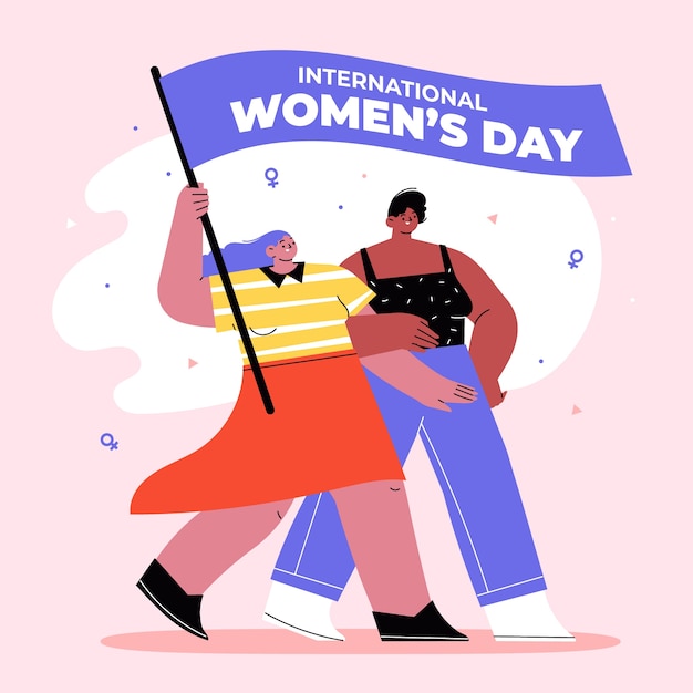 Platte internationale vrouwendag illustratie