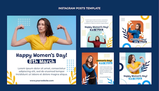 Vector platte internationale vrouwendag instagram posts collectie