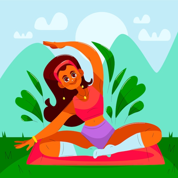 Platte internationale yoga dag illustratie