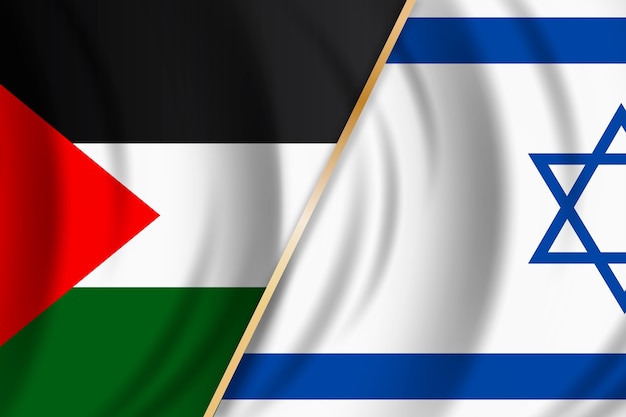 Platte israël palestina oorlog vlag illustratie