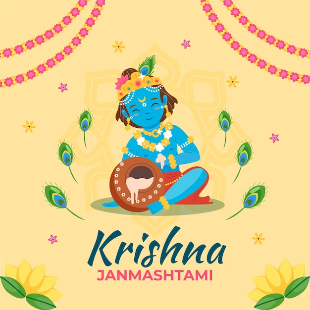 Platte janmashtami-illustratie