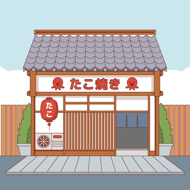 Platte Japanse restaurantillustratie