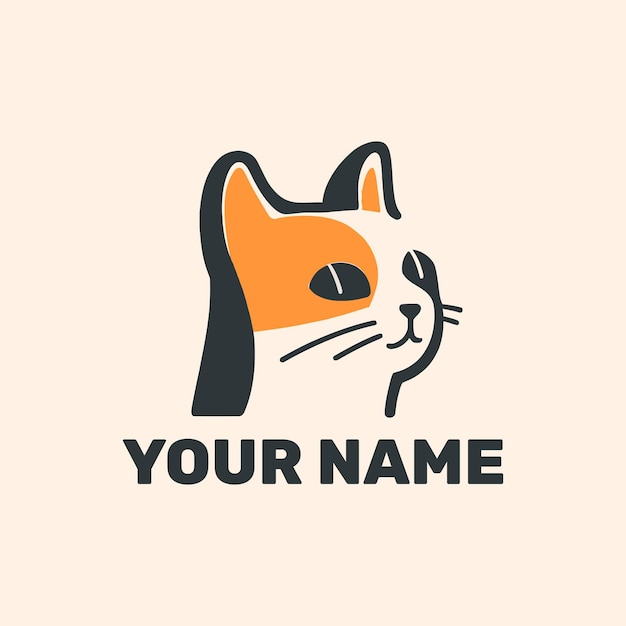 Platte kat logo illustratie eenvoudig modern