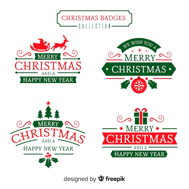 Vector platte kerst badge collectie