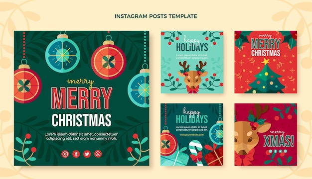 Platte kerst instagram posts collectie