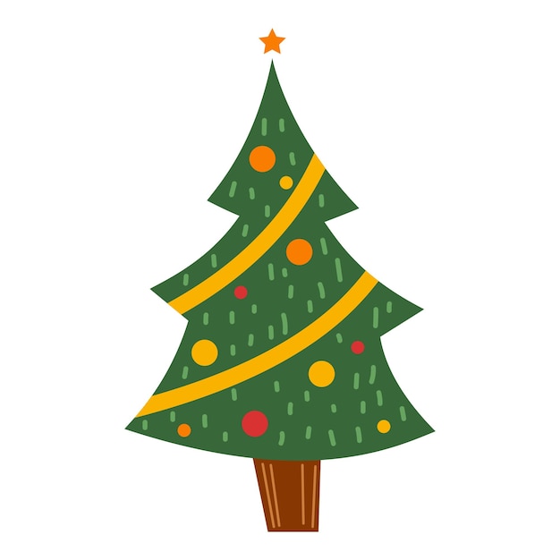 Vector platte kerstboom element kerstevenement vectorillustratie