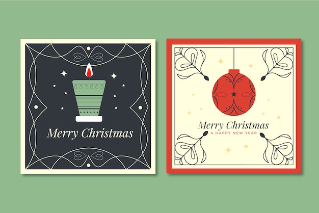 Platte kerstkaarten set
