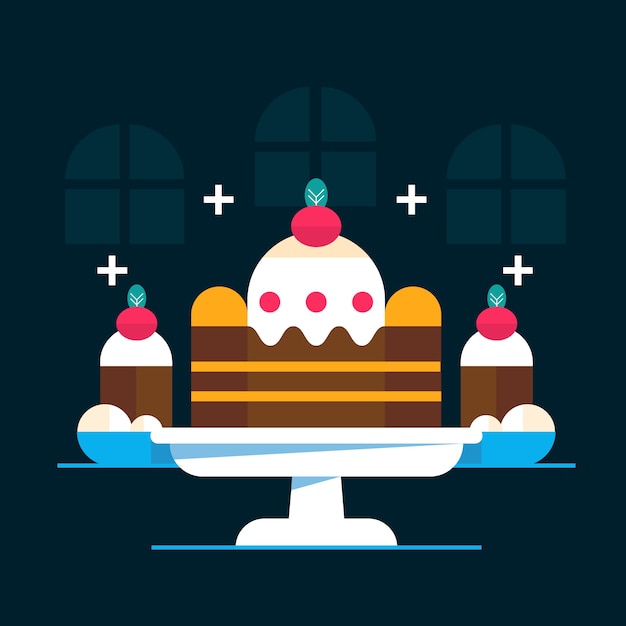 Vector platte kerstpudding illustratie