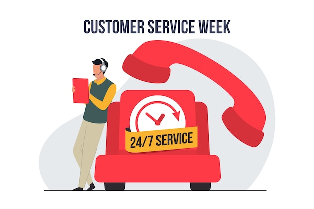 Vector platte klantenservice week illustratie