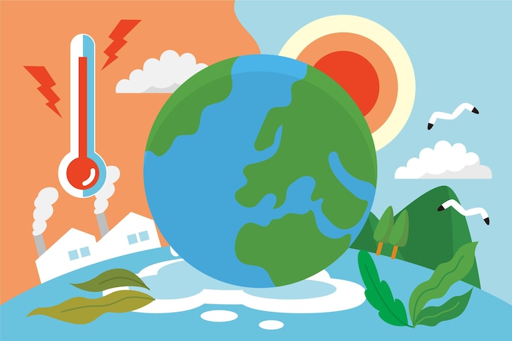 Vector platte klimaatverandering concept illustratie