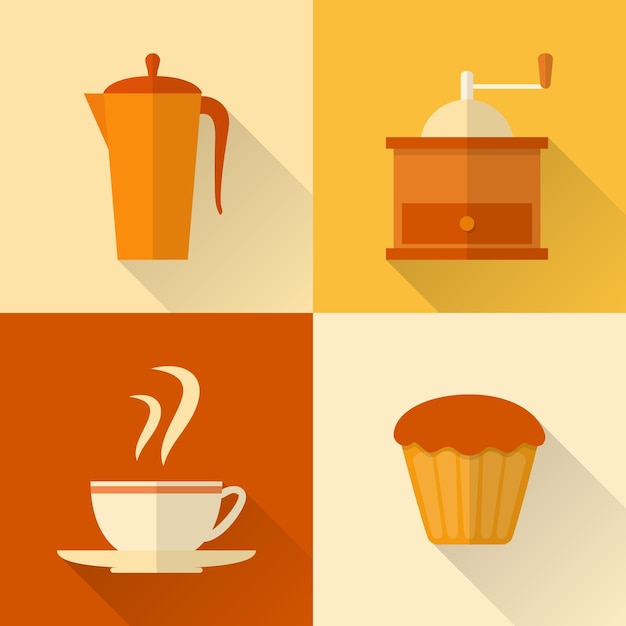 Platte koffie pictogrammen instellen