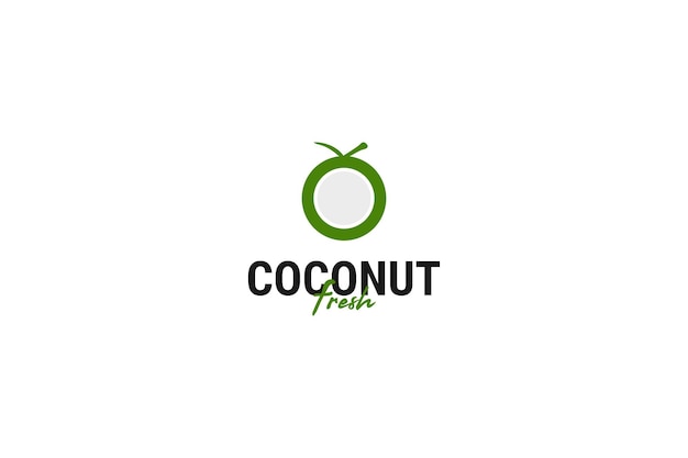 Platte kokosnoot pictogram logo ontwerp sjabloon vectorillustratie