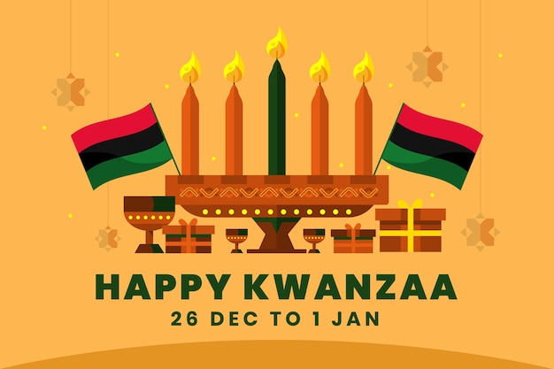 Vector platte kwanzaa-achtergrond