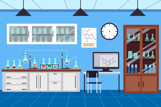 Vector platte laboratorium kamer illustratie