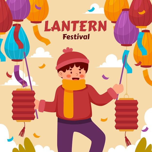 Platte lantaarn festival illustratie