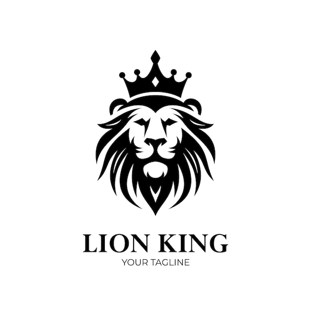 platte leeuwenkoning logo ontwerp