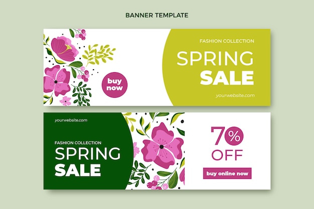 Platte lente horizontale banners set