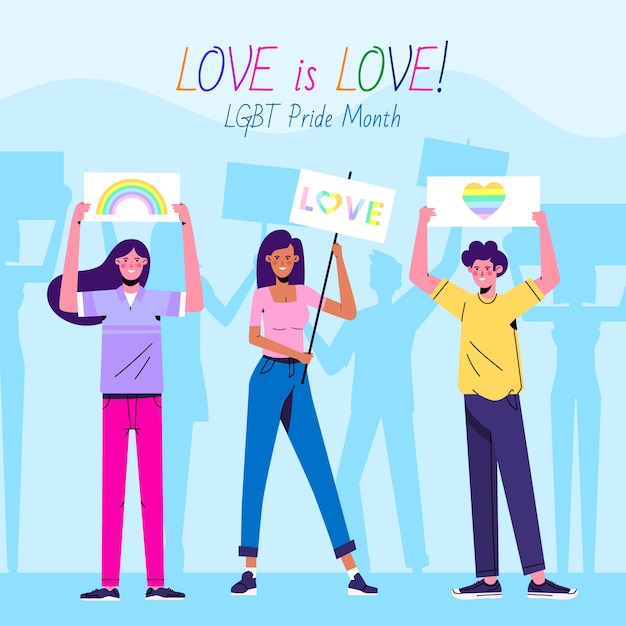 Platte lgbt trots maand illustratie