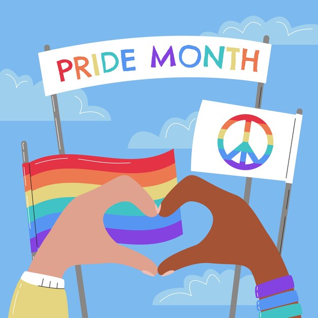 Platte lgbt trots maand illustratie