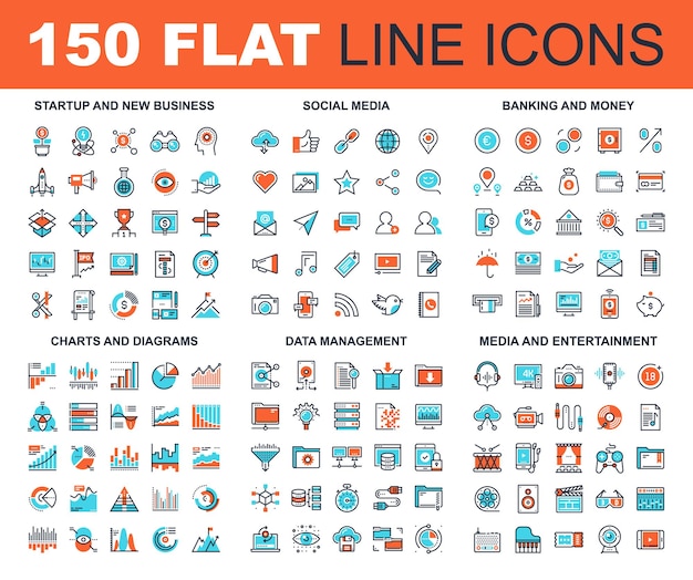 Vector platte lijn web pictogrammen